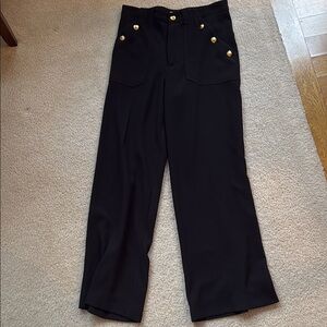 Chic Black Trousers with Gold Buttons